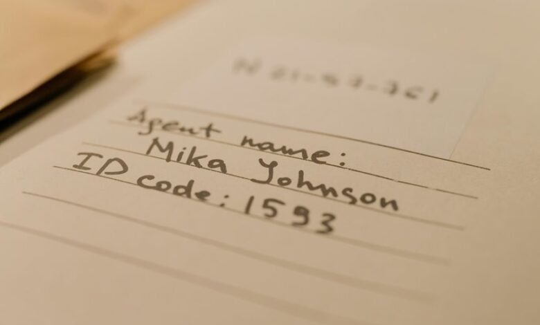 identifier codes and numbers listed
